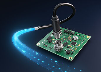 cable assembly with M12 circular connectors for PCB mounting