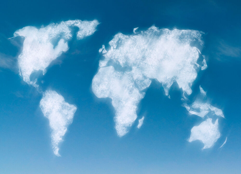 environment with a tree and clouds